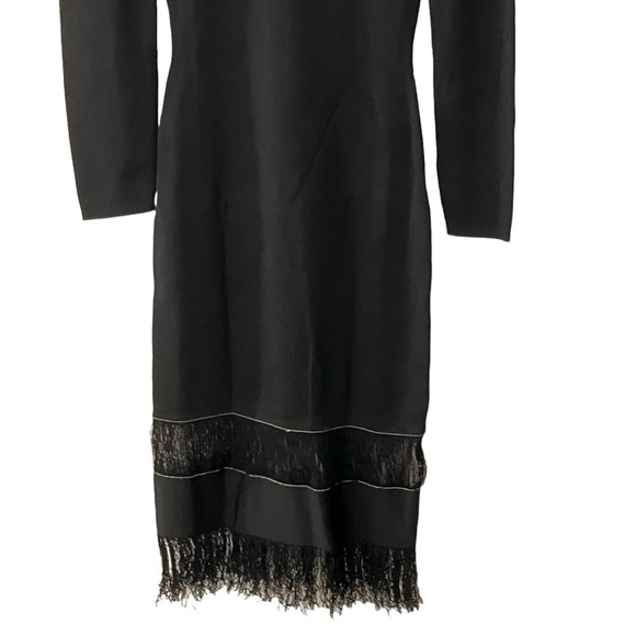 BLACK Sachin & Babi Seraphina Long Sleeve Fringe Knit Black Dress Gown S - Picture 5 of 16
